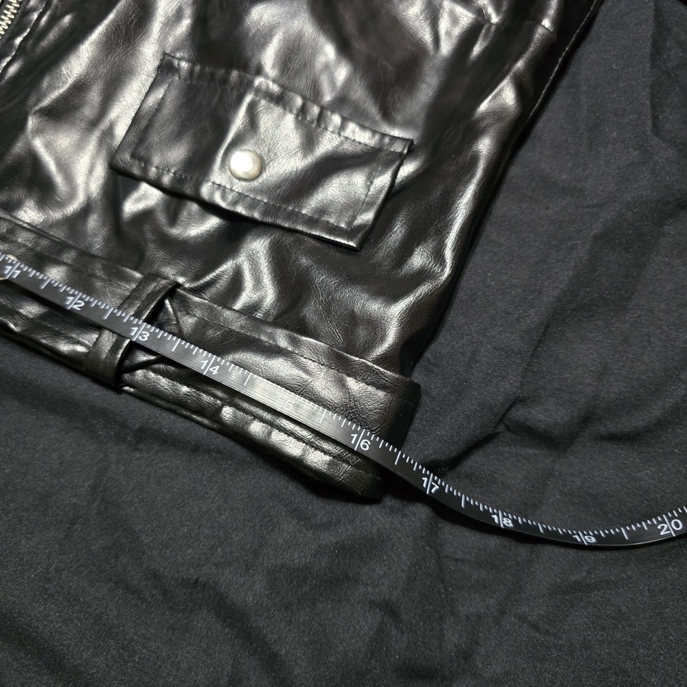 CHUCKY Black Faux Leather Jacket with Heart Patch - Picture 6 of 7